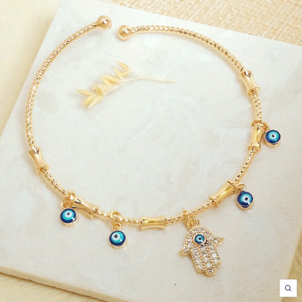 Evil Eye Cuff Charm Bangle - Image 4